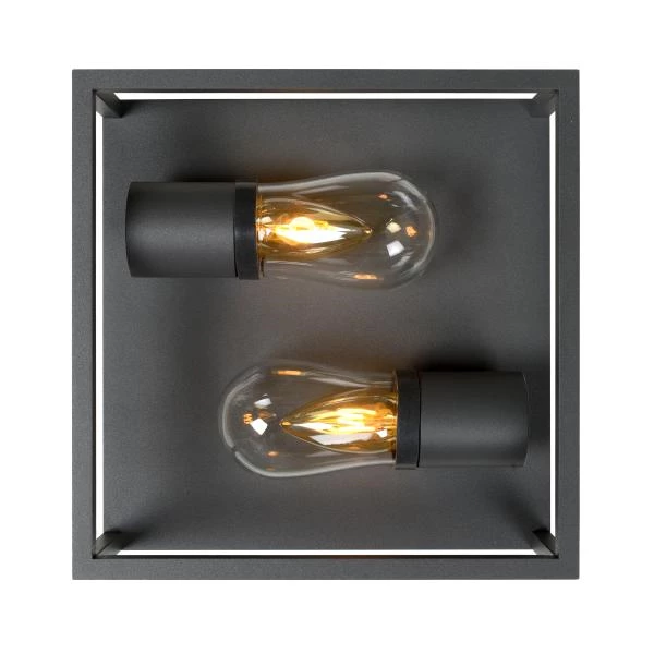 Lucide CARLYN - Flush ceiling light Bathroom - 2xE14 - IP54 - Black - detail 3